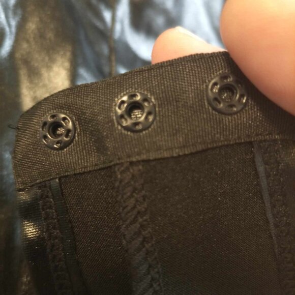 Bodysuit Black, Faux Leather, Zip-up, Crotch Snap, Long Sleeve Sz XL - Picture 10 of 10